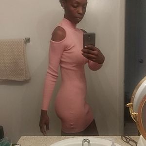 Coral Long Sleeve Fitted Dress